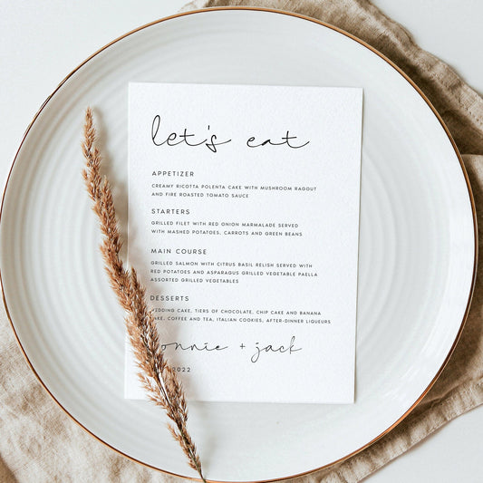 Bonnie Wedding Menu Template