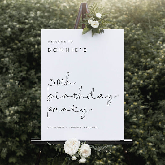 Bonnie Modern Calligraphy Birthday Welcome Sign Template