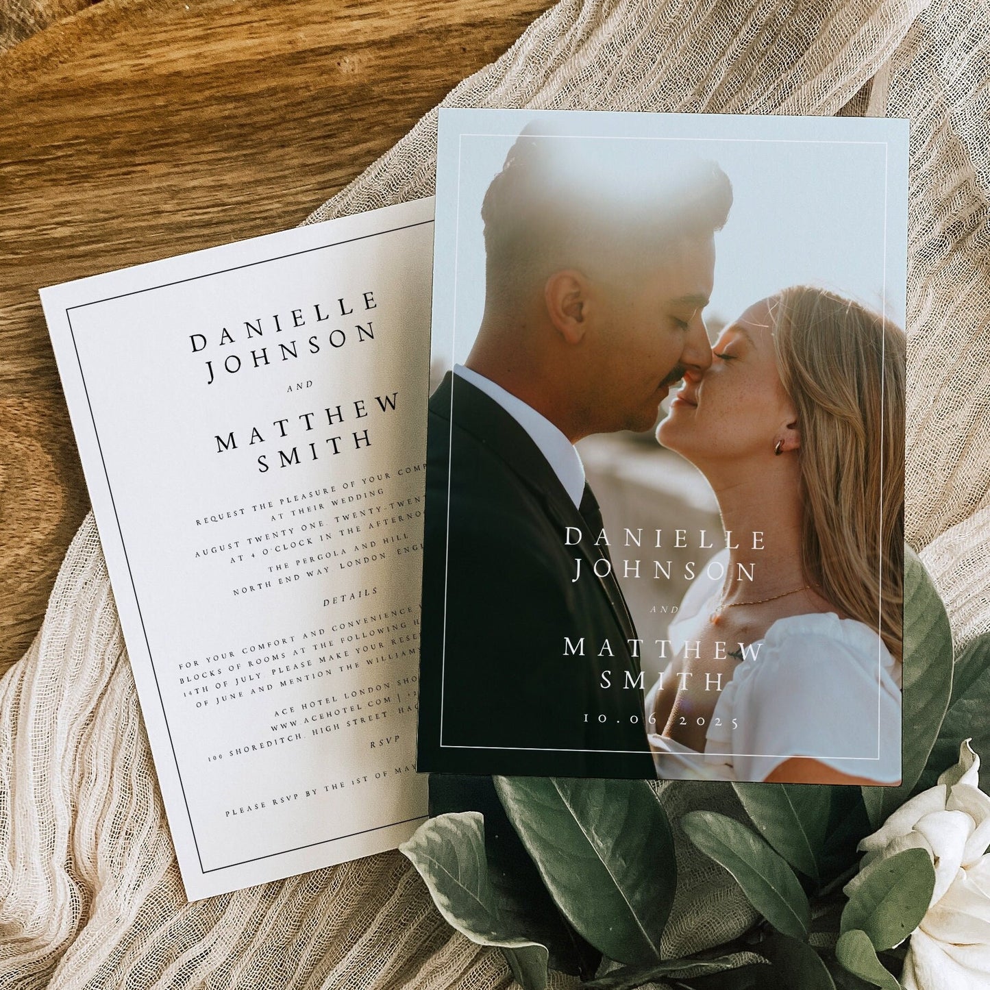 Danielle Minimalist Photo Wedding Invitation Set