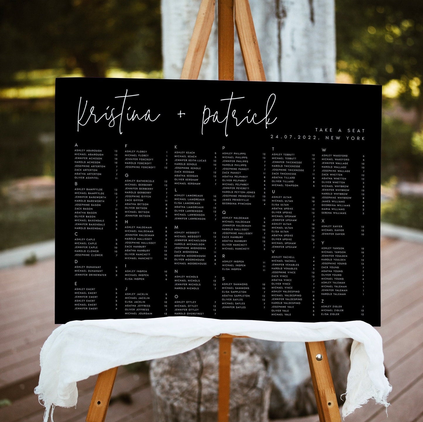 Kristina Black Seating Chart Template