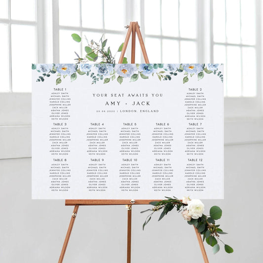 Amy Seating Plan Template Baby Blue Floral