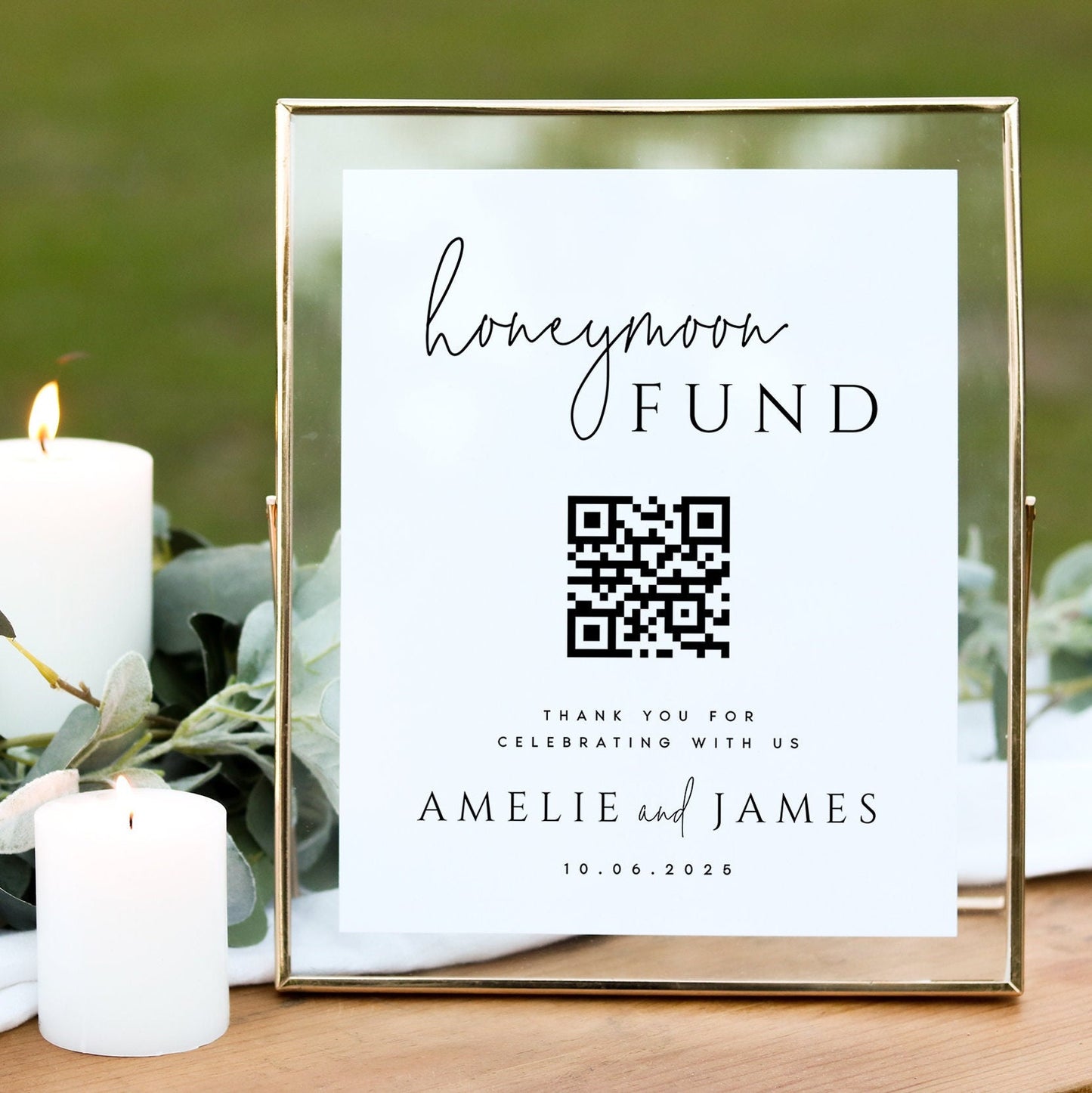 Amelie Honeymoon Fund QR Code Sign Template