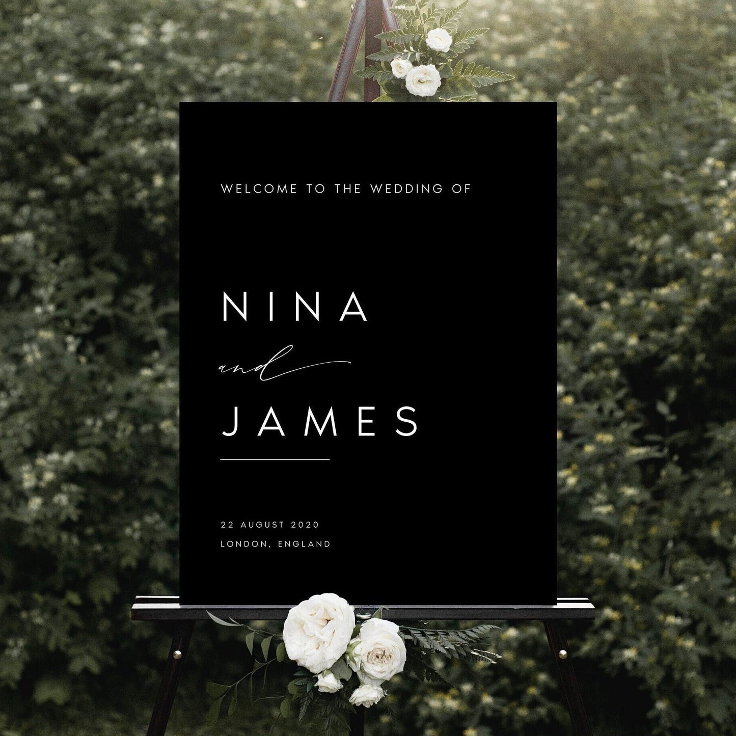 Nina BLACK Wedding Welcome Sign