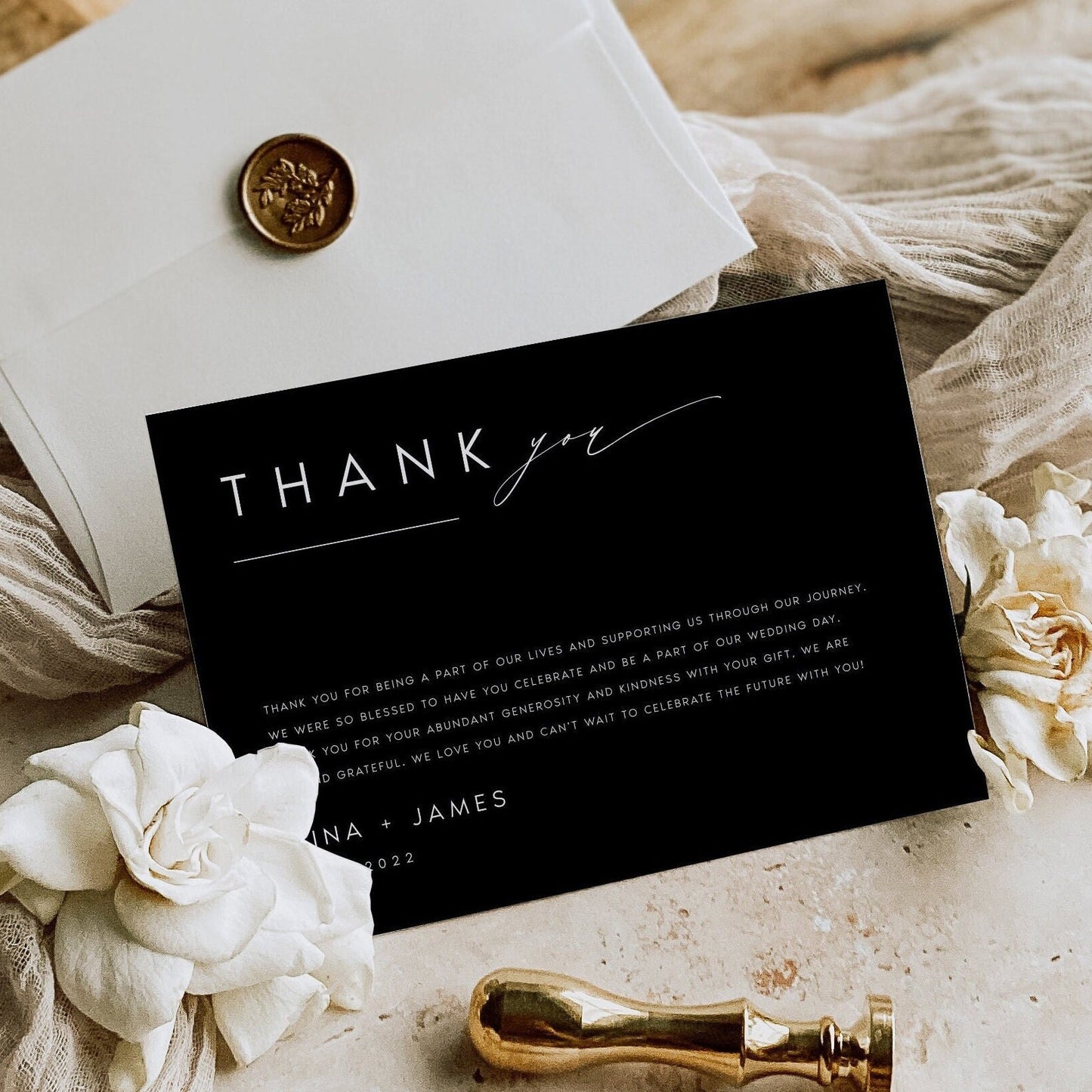 Nina Modern Wedding Thank You Card Template