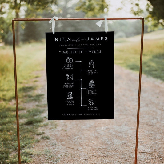 Nina Modern Minimalist Wedding Timeline Sign Template