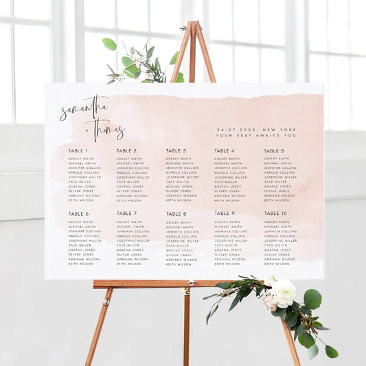 Samantha Blush Pink Wedding Seating Chart