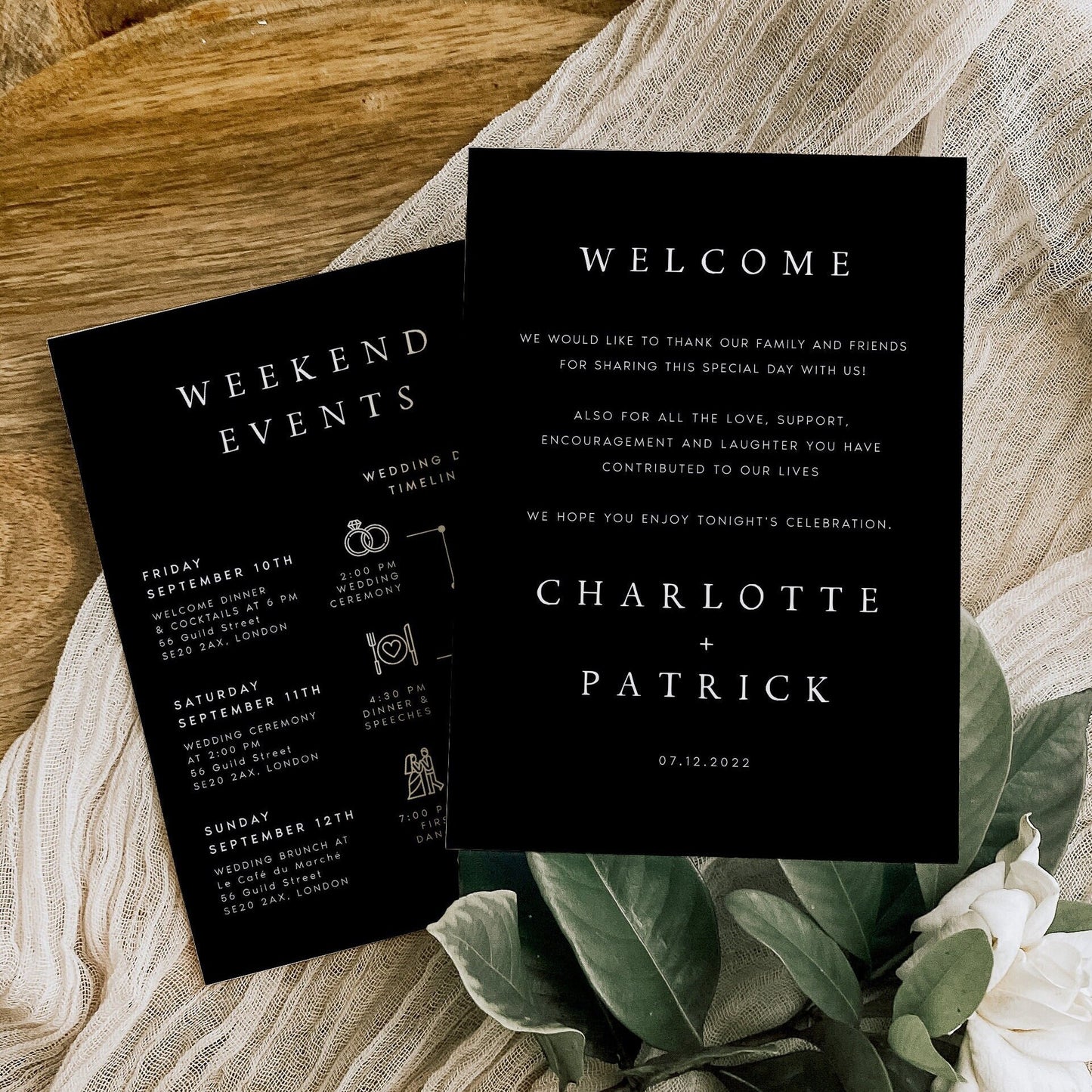 Charlotte Wedding Itinerary Timeline Card Template