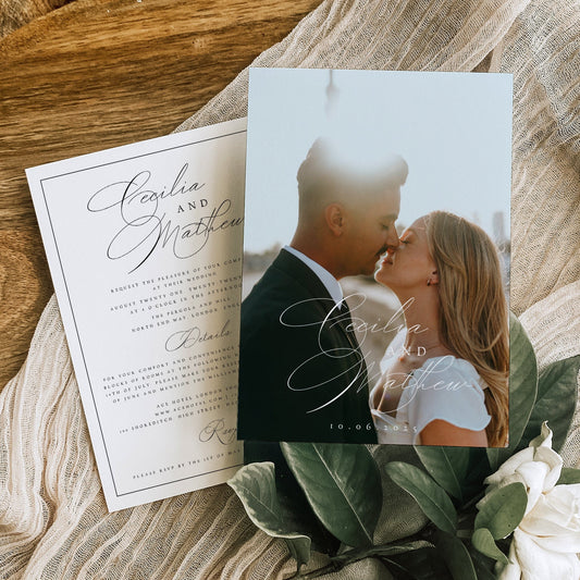 Cecilia Classic Photo Wedding Invitation Template Set