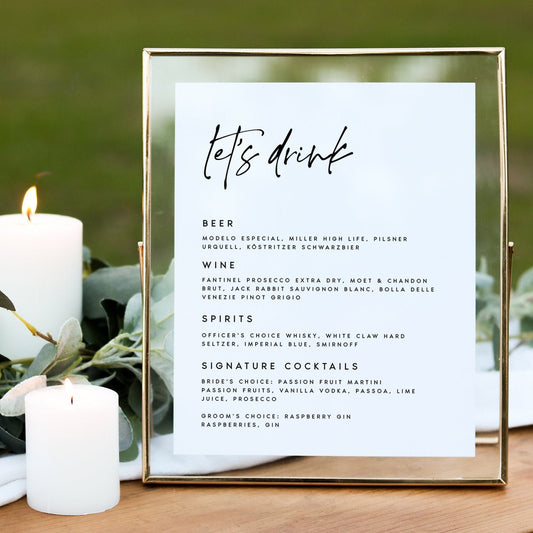 Skyler Stylish Wedding Bar Menu Template