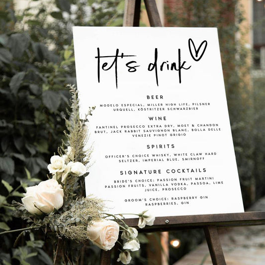 Kathryn Editable Wedding Bar Menu Sign