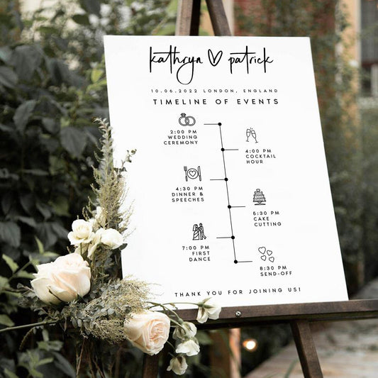 Kathryn Modern Wedding Order of Events Timeline Sign Template