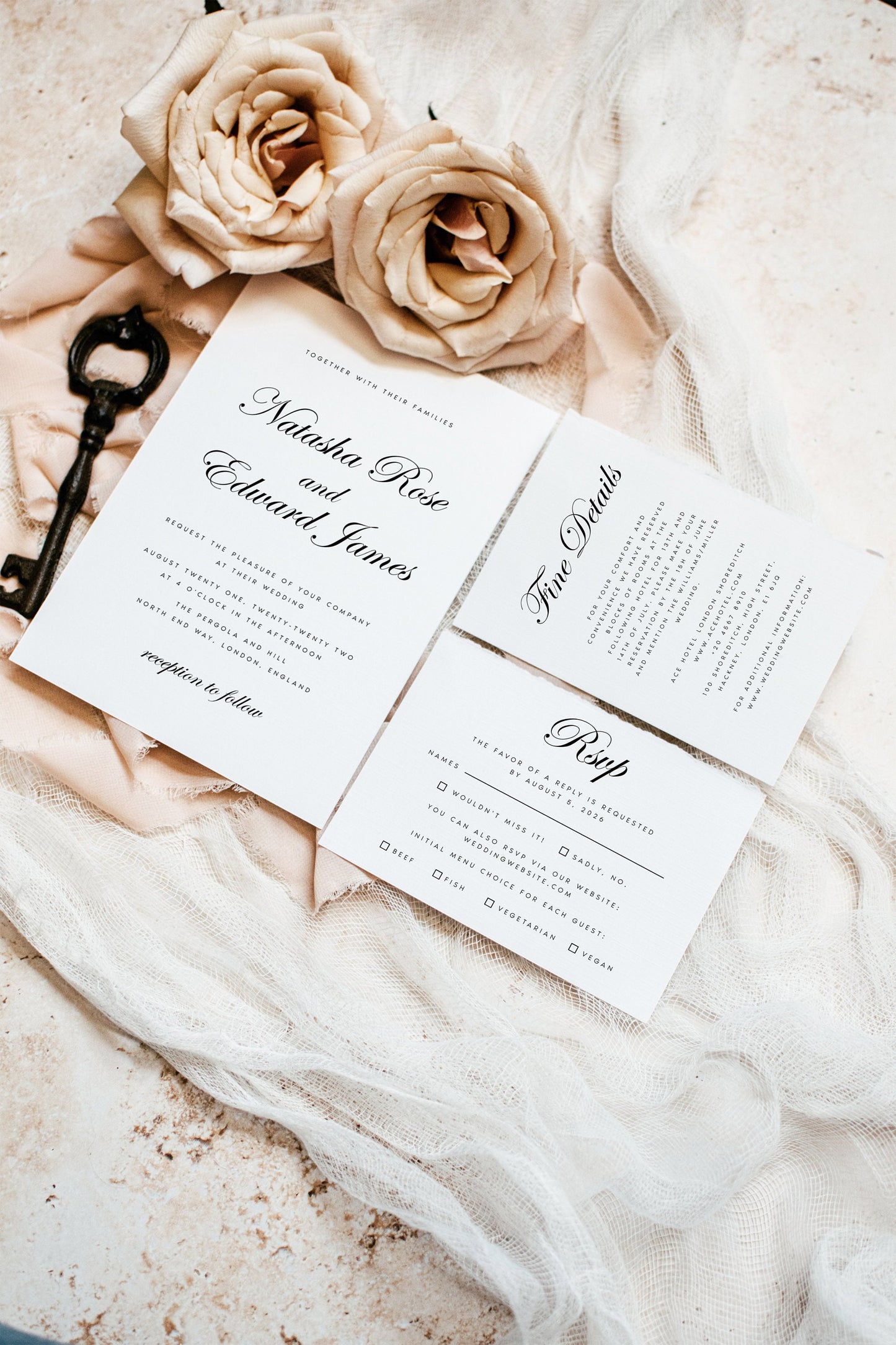 Natasha Classic Wedding Invitation Set Template