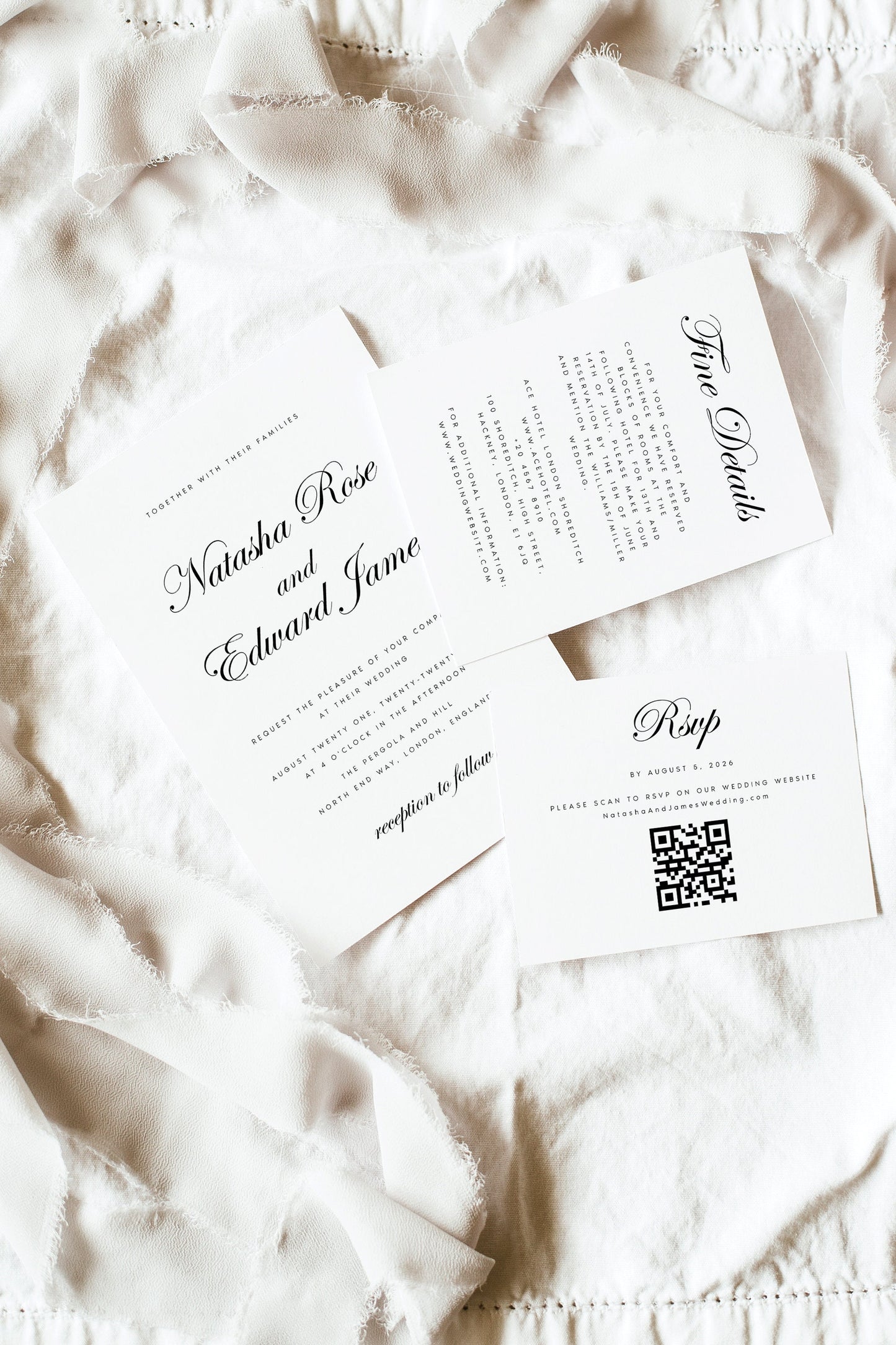 Natasha Script Wedding Invitation Set Template