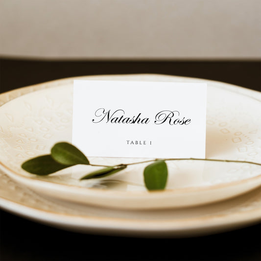 Natasha Script Wedding Place Cards Template