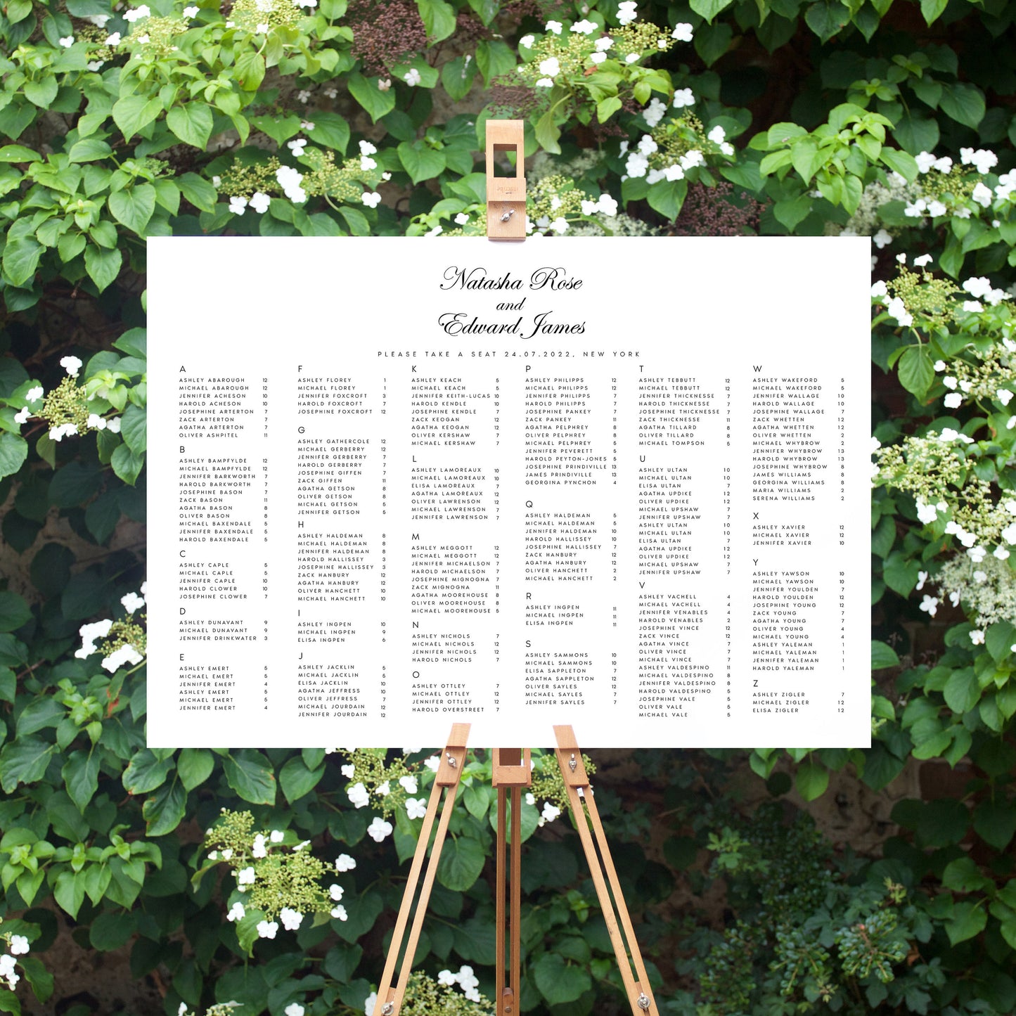 Natasha Classic Script Seating Chart Template