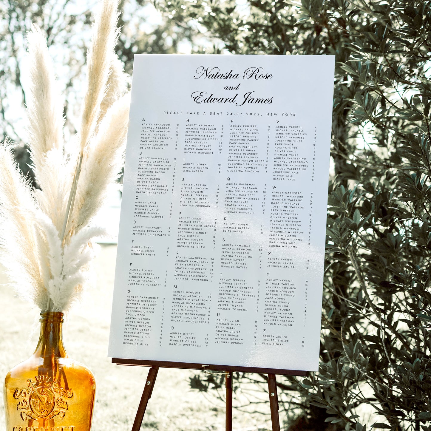 Natasha Calligraphy Seating Chart Template