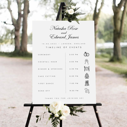 Natasha Classic Wedding Order of Events Timeline Sign Template