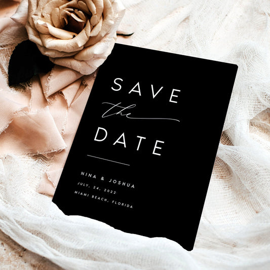 Nina Black Save the Date Editable Template