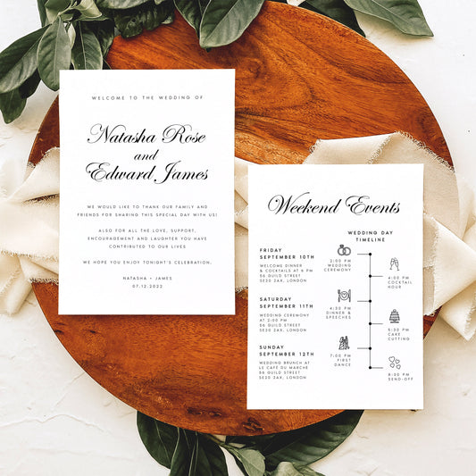 Natasha Wedding Welcome Letter & Timeline Template