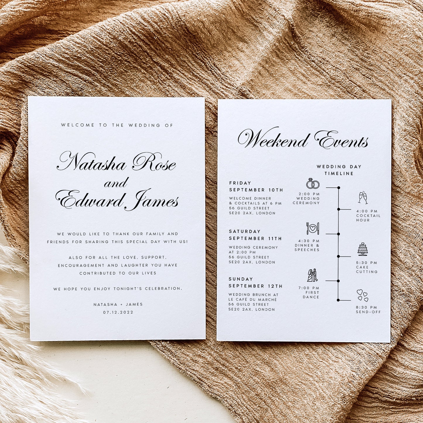 Natasha Wedding Welcome Letter & Timeline Template