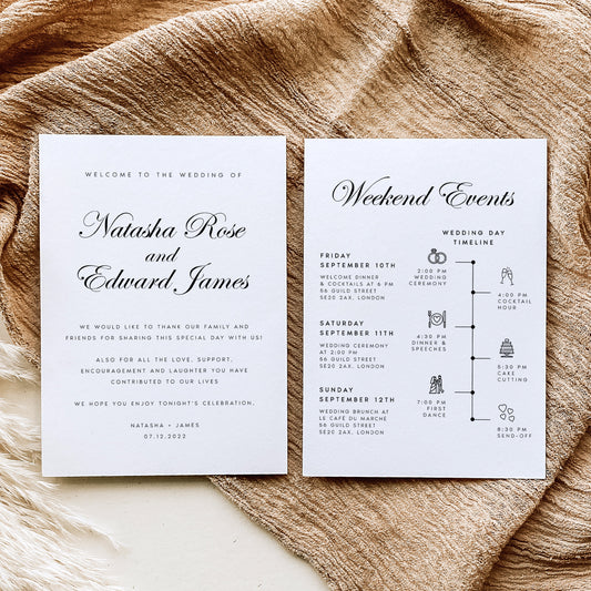 Natasha Wedding Welcome Letter & Timeline Template