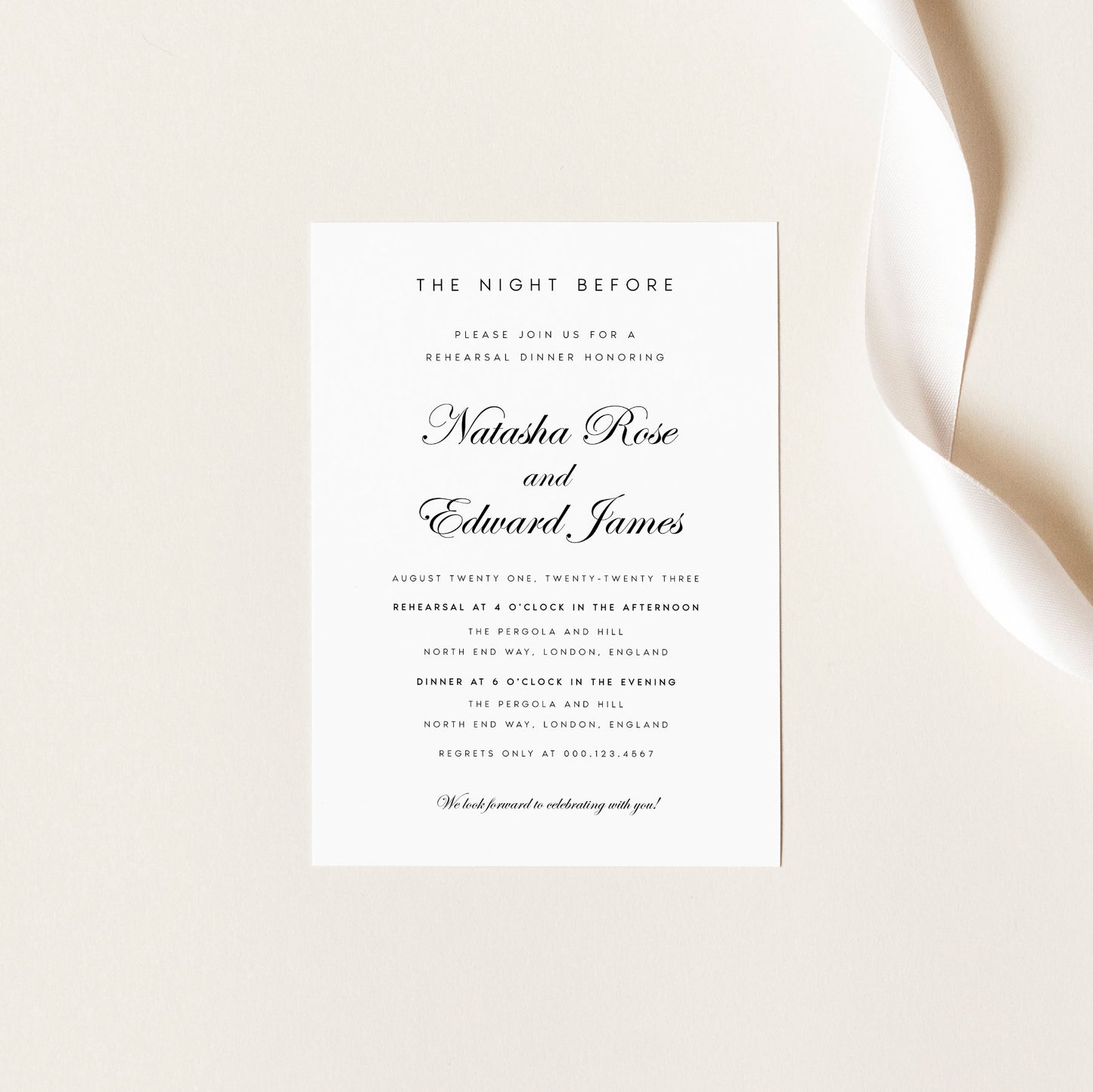 Natasha Classic Calligraphy Wedding Rehearsal Template