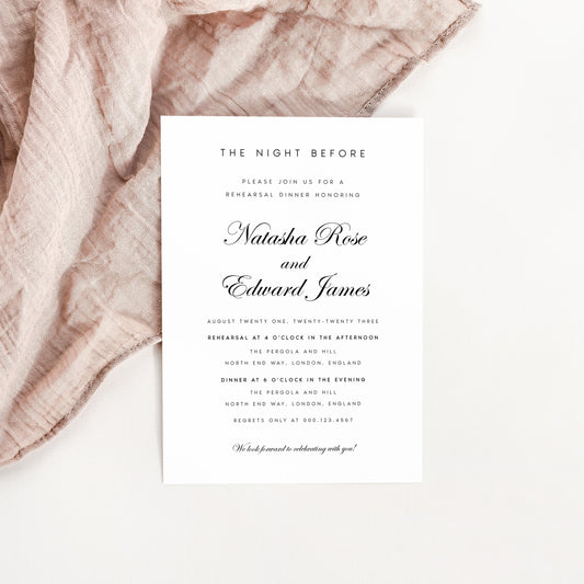 Natasha Classic Calligraphy Wedding Rehearsal Template