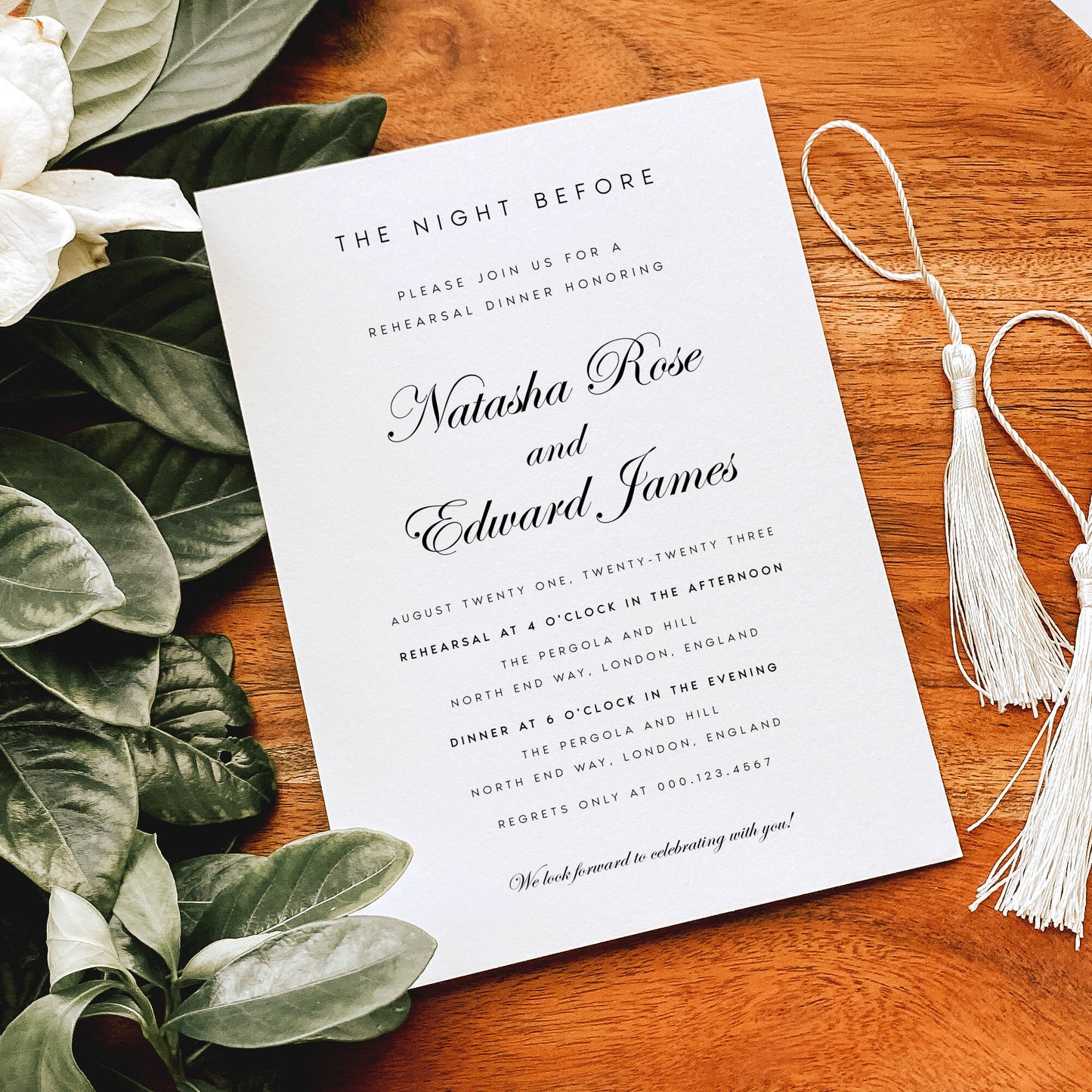 Natasha Calligraphy Wedding Rehearsal Invitation Template