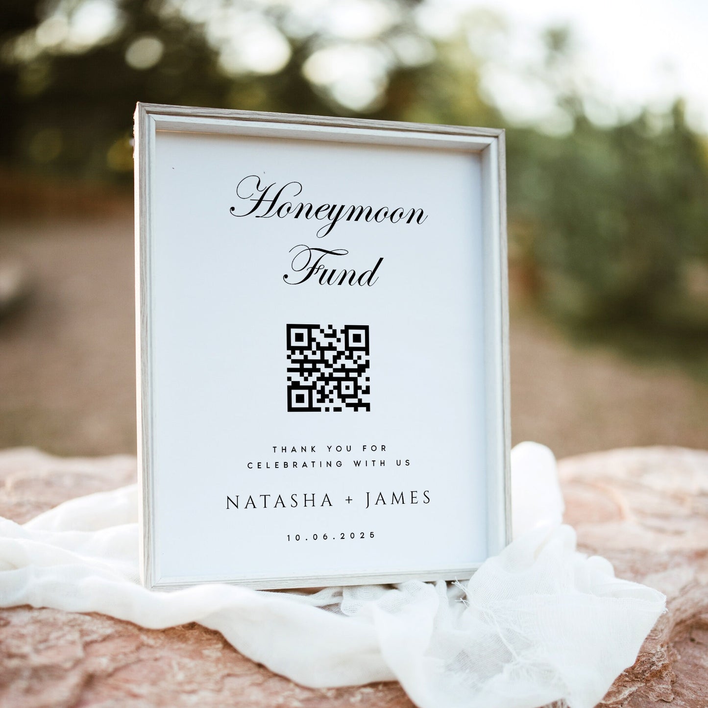 Natasha Honeymoon Fund QR Code Sign Template