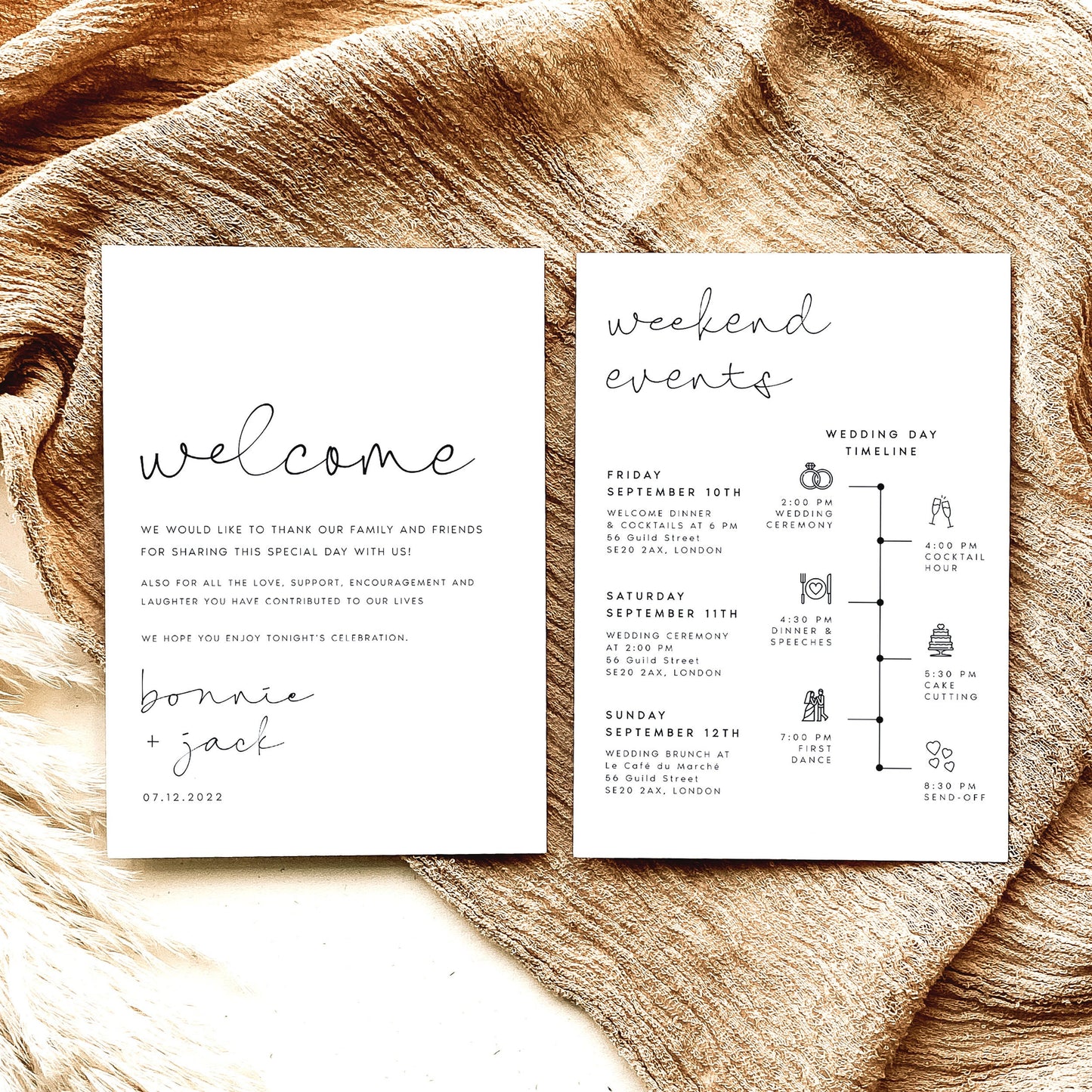 Bonnie Modern Wedding Itinerary Template