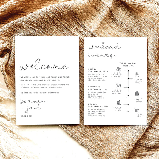 Bonnie Modern Wedding Itinerary Template