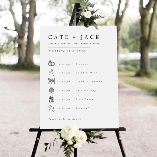 Cate Modern Wedding Order of Events Timeline Sign Template