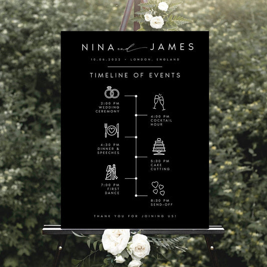 Nina Vertical Wedding Welcome Timeline Sign