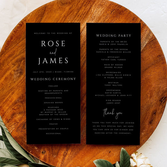 Rose Modern Wedding Program Template