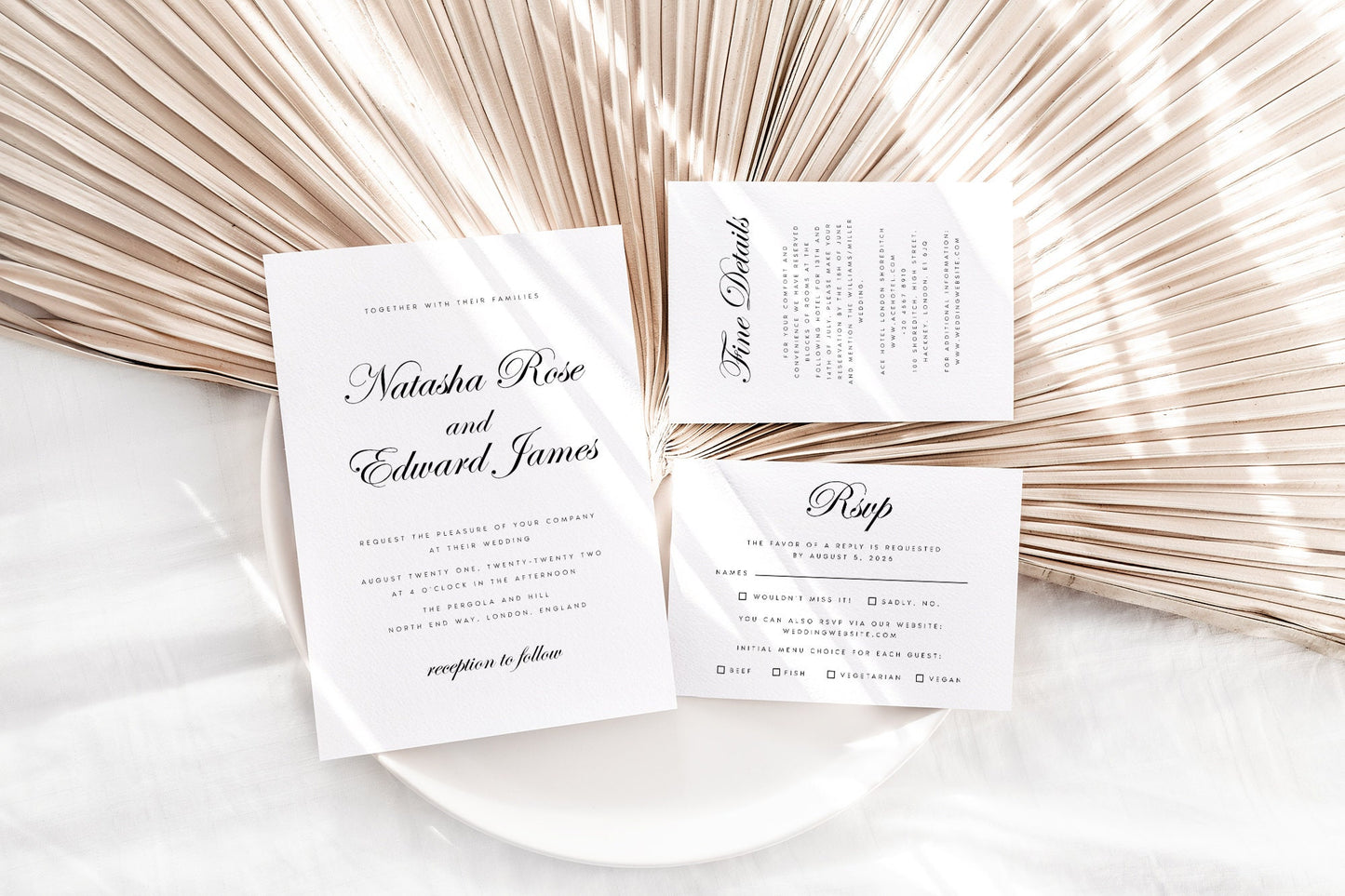 Natasha Script Wedding Invitation Set Template