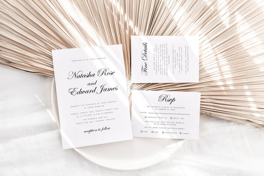 Natasha Classic Wedding Invitation Set Template