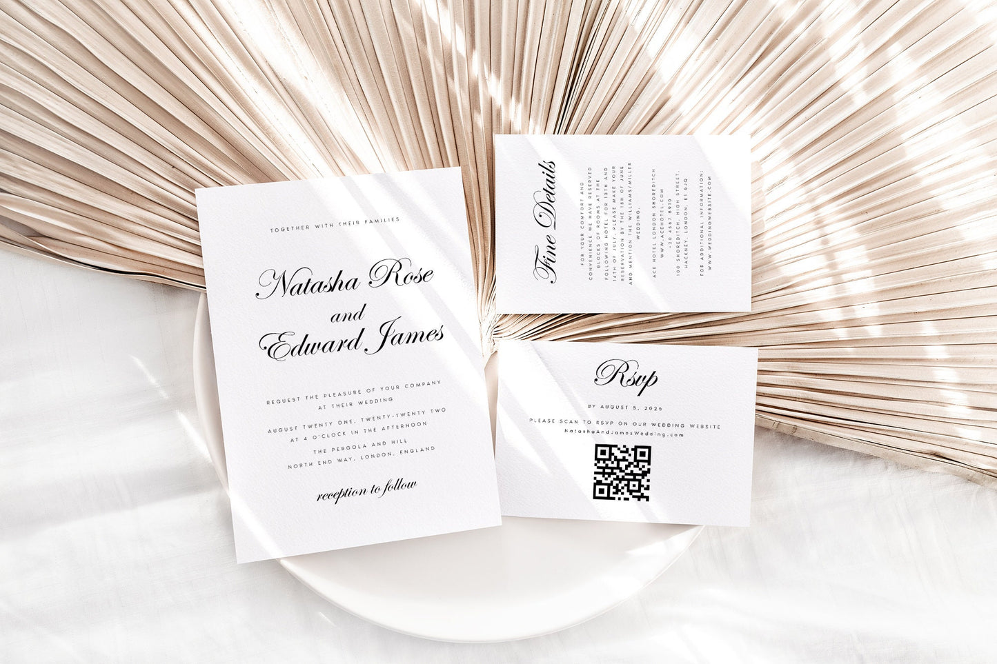 Natasha Script Wedding Invitation Set Template