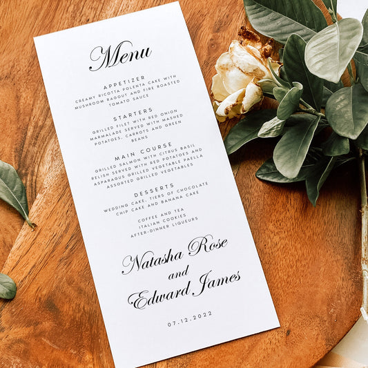 Natasha Classic Wedding Menu Template