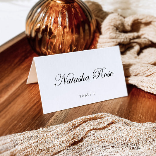 Natasha Script Wedding Place Cards Template