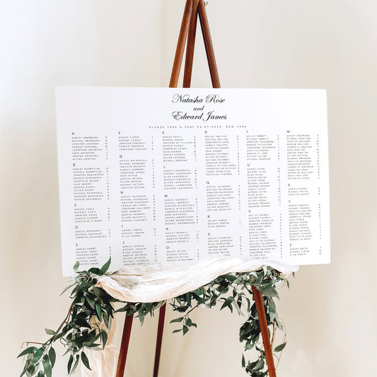 Natasha Classic Script Seating Chart Template