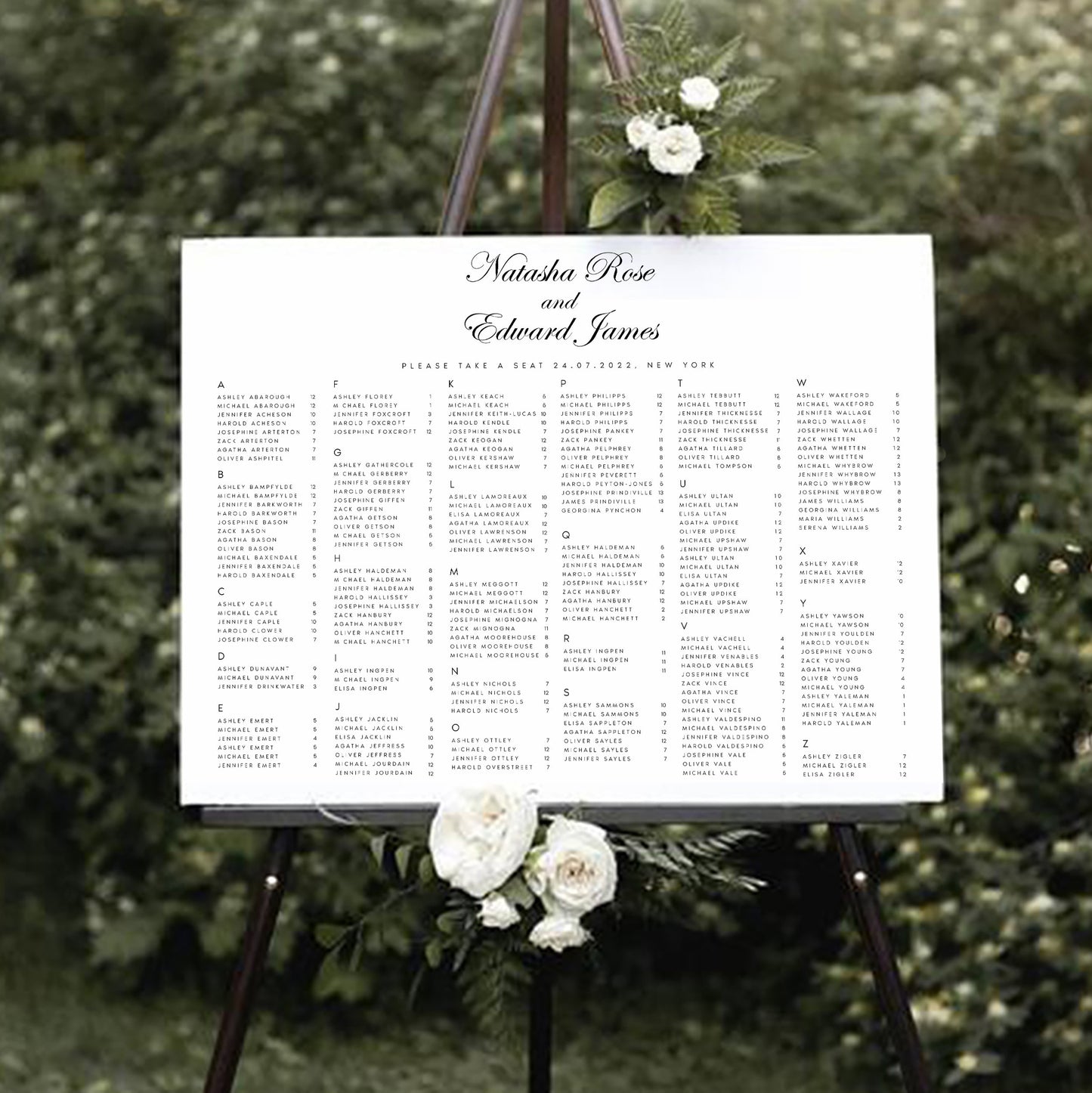 Natasha Classic Script Seating Chart Template