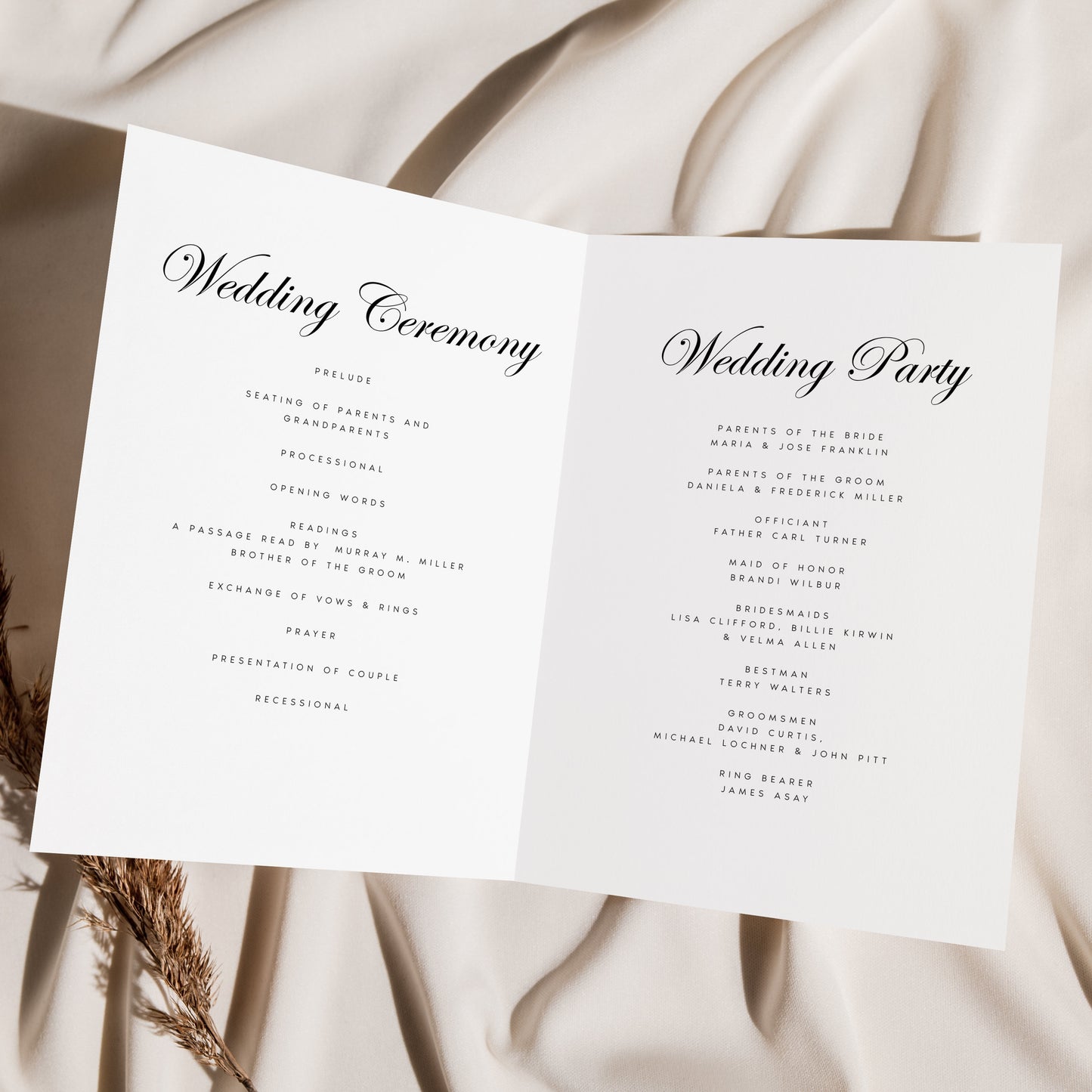 Natasha Elegant Wedding Program Template