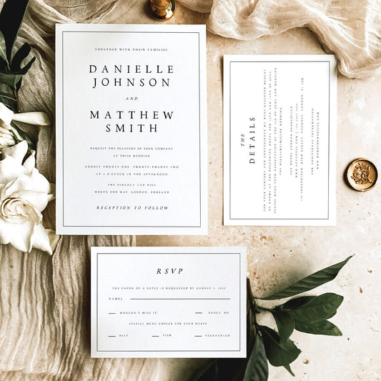 Danielle Minimalist Wedding INVITATION Set Template