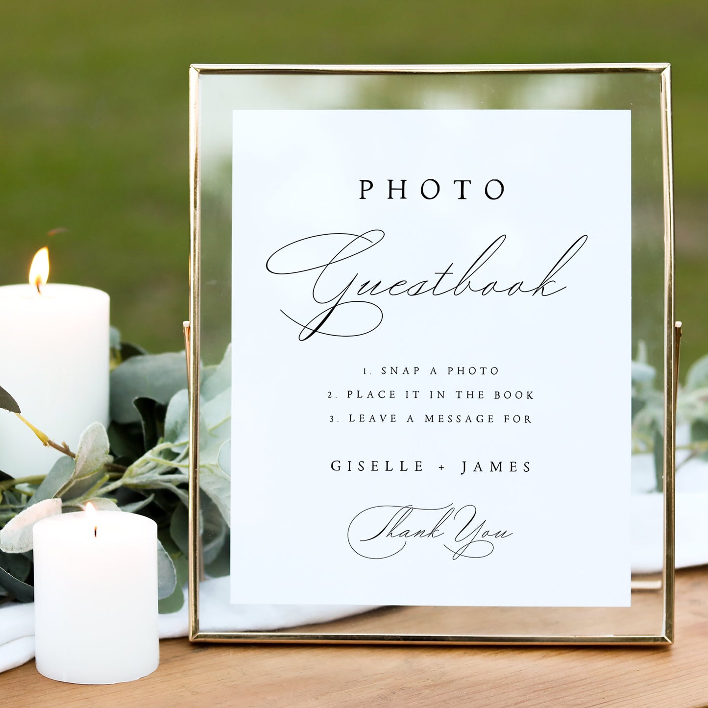 Giselle Editable Classic Wedding Photo Guestbook Sign Template