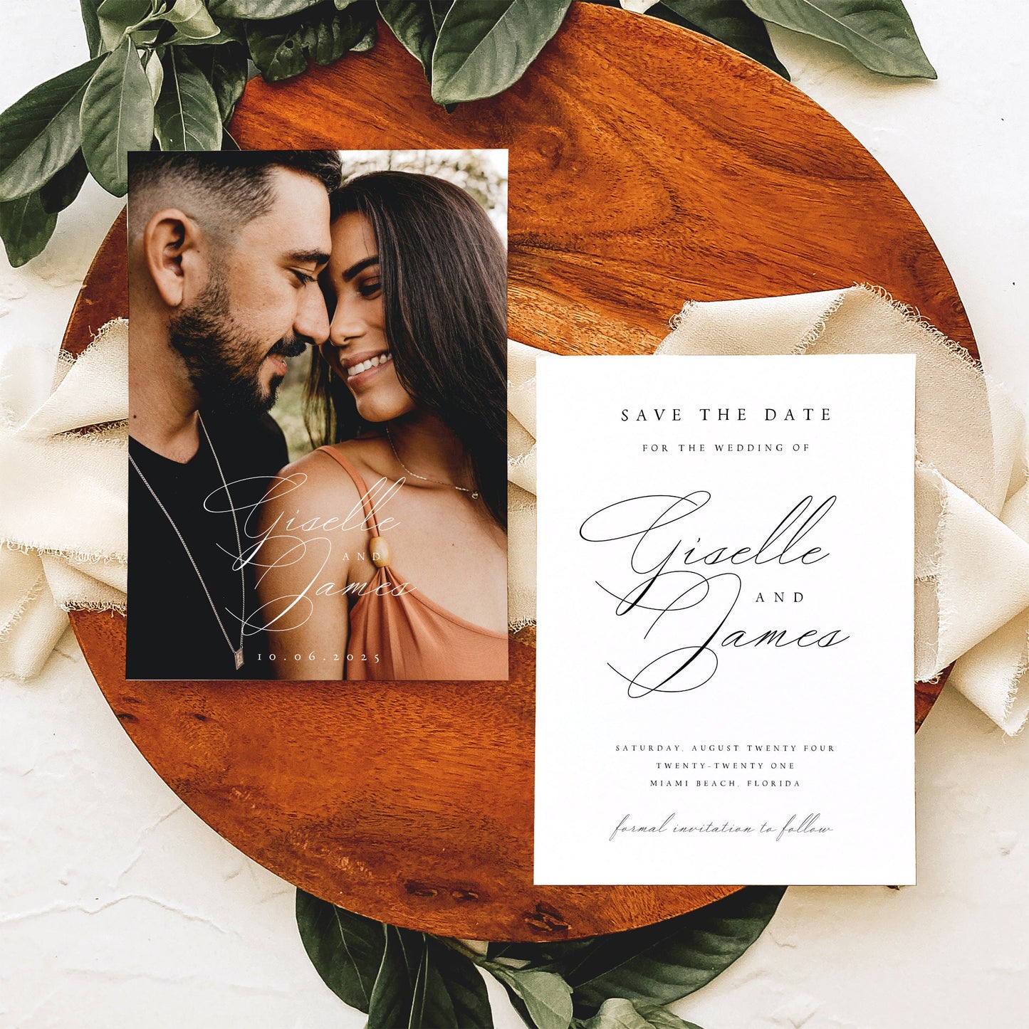 Giselle Double-Sided Classic Photo Save the Date Template