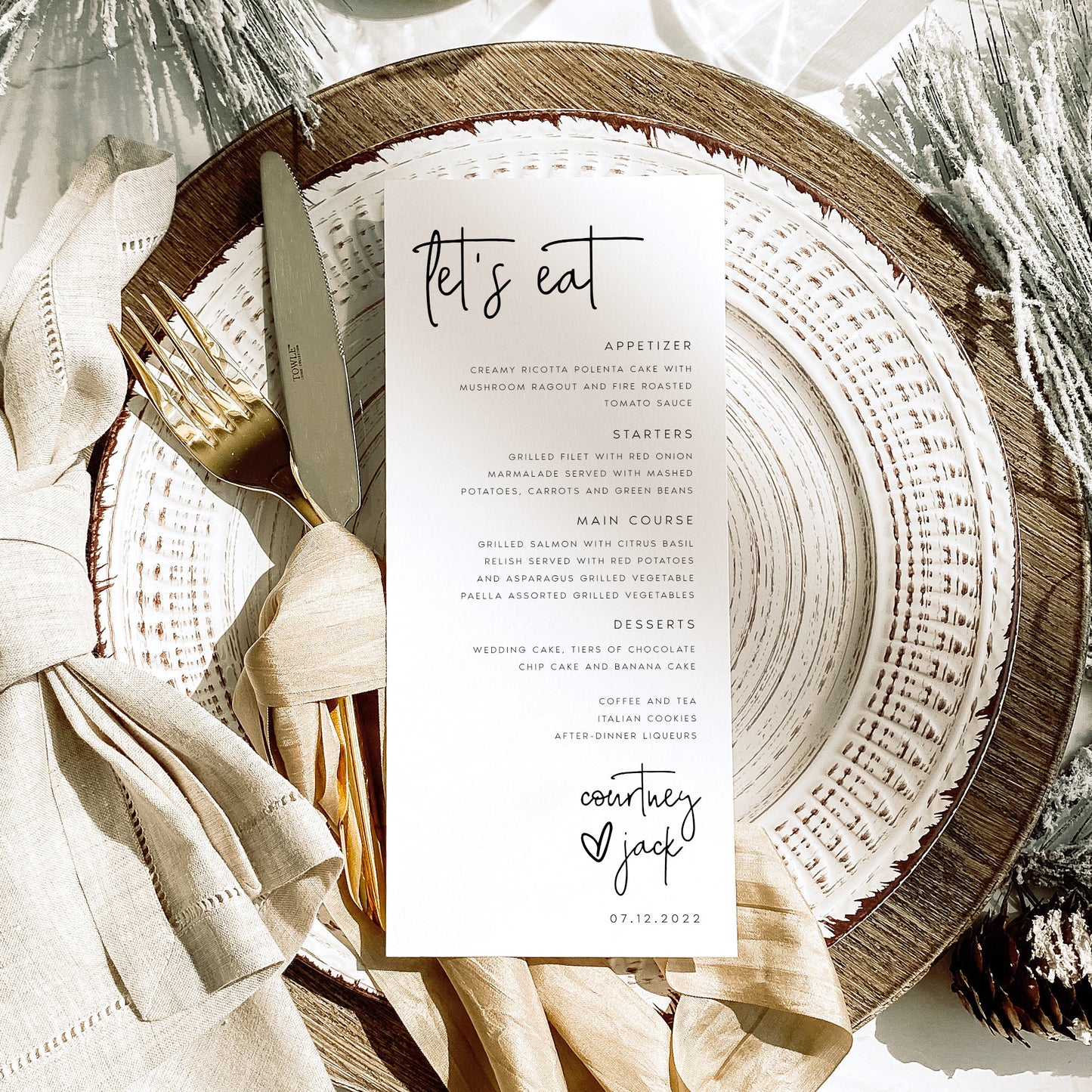 Courtney Minimalist Wedding Menu Template