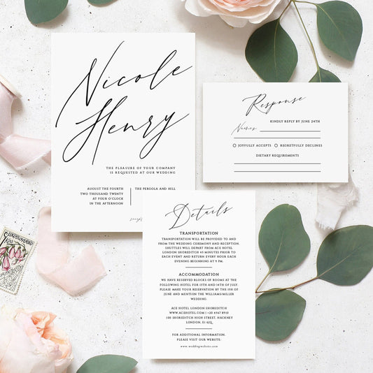 Nicole Modern Wedding Invitation Suite Template