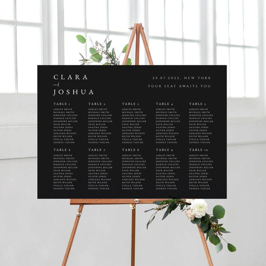 Clara Black Wedding Seating Plan