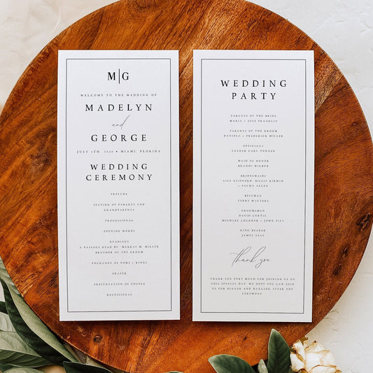 Madelyn Elegant Wedding Program Template