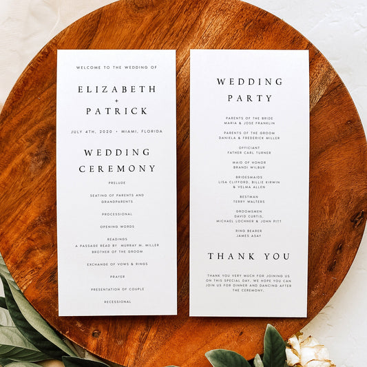 Elizabeth Wedding Ceremony Program Template